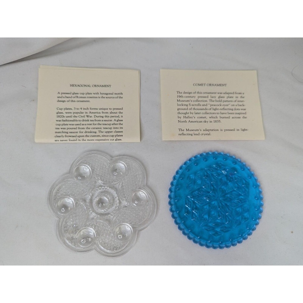 Metropolitan Museum Of Art Comet Hexagonal‎ Glass Ornament Lot of 2